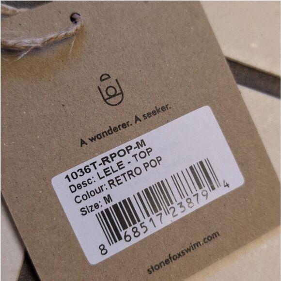 NWT Stone Fox Swim Lele Top Retro Pop Floral Orange Pink Bandau Bikini Revolve M - Picture 2 of 5